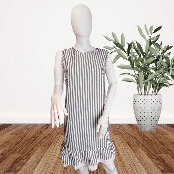 Emery Rose Dresses & Skirts - Emery Rose Dress XXL Bohemian Vertical Striped Mini Ruffe Hem Casual Party Dress